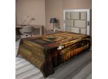 Abakuhaus Lenzuolo Gotico, Passaggio Con Scale Segreto Gateway Colonna Mistica Tempio Medievale Tema, Morbido E Confortevole Lenzuolo Superiore Per Un Letto Decorativo 1 Pezzo 190 Cm X 100 Cm, Marrone E Rosso