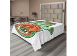 Abakuhaus Lenzuolo Hamsa, Cultura Mediorientale Mano Di Hamsa, Figura Di Fatima Con Tema Della Difesa Dal Malocchio, Lenzuolo Morbido E Confortevole Per Un Letto Decorativo 1 Pezzo 275 Cm X 260 Cm, Verde Rosso