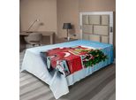 Abakuhaus Lenzuolo Natalizio, Furgoncino Rosso Classico Con Regali E Decorazioni Natalizie Immagine Invernale Innevata, Lenzuolo Morbido E Confortevole Per Un Letto Decorativo 1 Pezzo 190 Cm X 100 Cm, Blu Rosso