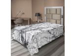 Abakuhaus Lenzuolo Astratto, Motivi Murky Marble Rock Con Frattali Dinamici, Stampa Astratta E Artistica, Lenzuolo Morbido E Confortevole Per Un Letto Decorativo 1 Pezzo 190 Cm X 100 Cm, Grigio Bianco