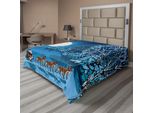 Abakuhaus Lenzuolo Natalizio, Babbo Natale Sulla Slitta In Una Notte Di Luna Piena Nel Cielo Innevato, Stampa A Tema Natalizio Invernale, Lenzuolo Morbido E Confortevole Per Un Letto Decorativo, 1 Pezzo, 266 Cm X 260 Cm, Blu Navy