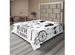 Abakuhaus Lenzuolo Unicorno, Motivi Extraterrestri, Piramidi Mistiche, Pianeti, Motivi Abbozzati, Lenzuolo Morbido E Confortevole Per Un Letto Decorativo, 1 Pezzo, 266 Cm X 260 Cm, Nero
