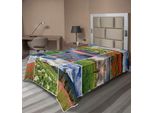 Abakuhaus Lenzuolo Estivo, Collage Con Nove Diversi Paesaggi Estivi Quadrati Di Natura Rurale, Lenzuolo Superiore Morbido E Confortevole Per Un Letto Decorativo 1 Pezzo 190 Cm X 100 Cm, Multicolore