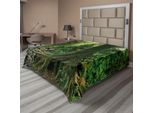 Abakuhaus Lenzuolo Da Letto, Rain Forest Scenery Con Fiume Nella Foresta Settentrionale Al Mattino Presto, Stampa Con Nebbia Umida, Lenzuolo Superiore Morbido E Confortevole Per Un Letto Decorativo, 1 Pezzo, 244 Cm X 205 Cm, Verde