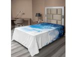 Abakuhaus Lenzuolo Invernale, Fiocchi Di Neve, Cristalli Di Ghiaccio, Abeti, Nuvole E Stelle, Lenzuolo Morbido E Confortevole Per Un Letto Decorativo, 1 Pezzo, 260 Cm X 168 Cm, Blu