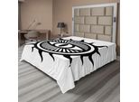 Abakuhaus Lenzuolo Occulto, Simbolo Del Terzo Occhio Nel Motivo Sun Circle Pattern, Luogo Di Potere, Stampa Artistica, Lenzuolo Morbido E Confortevole Per Un Letto Decorativo, 1 Pezzo, 244 Cm X 205 Cm, Bianco E Nero
