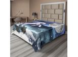 Abakuhaus Lenzuolo Unicorno, Anni '80 Immagine Fantascientifica Unicorno Sopra Le Nuvole Illustrazione Surreale E Fantasiosa, Lenzuolo Morbido E Confortevole Per Un Letto Decorativo 1 Pezzo 260 Cm X 228 Cm, Viola Blu