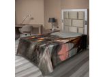 Abakuhaus Fantasy World Lenzuolo, Illustrazione Drago A Tre Teste Che Sputa Fuoco, Grande Mostro In Stile Gotico, Lenzuolo Morbido E Confortevole Per Un Letto Decorativo, 1 Pezzo, 190 Cm X 100 Cm, Marrone Grigio