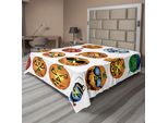 Abakuhaus Lenzuolo Di Halloween, Zucche Intagliate Con Facce Emoji Ispirate Ad Halloween, Umorismo Hipster, Mostri Artistici, Lenzuolo Morbido E Confortevole Per Un Letto Decorativo, 1 Pezzo, 266 Cm X 260 Cm, Arancione
