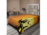 Abakuhaus Lenzuolo Di Halloween, Casa Stregata Gotica Pipistrelli Scena Notturna Spettrale Western Con Disegno Di Zucca, Lenzuolo Morbido E Confortevole Per Un Letto Decorativo 1 Pezzo 190 Cm X 100 Cm, Arancione Nero