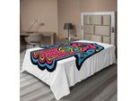 Abakuhaus Lenzuolo Hamsa, Hippie Boho Mano Di Fatima Con Simbolo Della Pace Nel Palmo Della Mano Arte Etnica Asiatica, Lenzuolo Morbido E Confortevole Per Un Letto Decorativo 1 Pezzo 260 Cm X 168 Cm, Blu Giallo Rosa