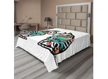 Abakuhaus Lenzuolo Di Halloween, "Scheletro Demone Figure Fiori E"" ""Dolcetto O Scherzetto"" ""Citazione Etnica Vacanze Design"", Morbido E Confortevole Lenzuolo Superiore Per Un Letto Decorativo 1 Pezzo 244 Cm X 205 Cm, Multicolore"