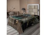 Abakuhaus Lenzuolo Gotico, Terrazza Mistica Con Edera Incantata Su Sfondo Antico Verso La Foresta Magica, Lenzuolo Morbido E Confortevole Per Un Letto Decorativo 1 Pezzo 260 Cm X 168 Cm, Grigio Verde Acqua