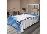 Abakuhaus Lenzuolo Con Motivo Faro, Acquerelli Nostalgici Con Gull Ancient Anchor Motivo Faro Marino, Lenzuolo Morbido E Confortevole Per Un Letto Decorativo 1 Pezzo 190 Cm X 100 Cm, Blu E Bianco