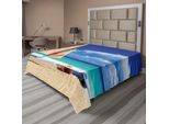 Abakuhaus Lenzuolo Da Letto, Spiaggia Cubana Esotica Con Barca A Vela E Onde, Immagine Tropicale Estiva Della Costa, Lenzuolo Morbido E Confortevole Per Un Letto Decorativo, 1 Pezzo, 266 Cm X 260 Cm, Blu Crema
