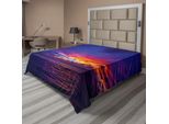 Abakuhaus Lenzuolo Ocean, Tramonto Da Sogno Sull'oceano Aurora Boreale Oltre L'atmosfera Del Pacifico Foto, Lenzuolo Morbido E Confortevole Per Un Letto Decorativo 1 Pezzo 266 Cm X 260 Cm, Viola Blu