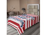 Abakuhaus Lenzuolo Con Proverbio, Don't Stop Dreaming Citazione Stampa Su Strisce Tema Nazionale, Lenzuolo Morbido E Confortevole Per Un Letto Decorativo 1 Pezzo 260 Cm X 168 Cm, Rosso Indaco