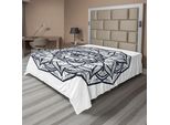Abakuhaus Lenzuolo Occulto, Occhio Ornamentale Astratto Con Forma Mandala Etnica E Energia Provvidenziale In Un Design Dinamico, Lenzuolo Superiore Morbido E Confortevole Per Un Letto Decorativo 1 Pezzo 260 Cm X 228 Cm, Bianco Nero