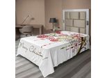 Abakuhaus Lenzuolo Natalizio, Decorazione Natalizia Uccellino Sciarpa Berretto Neve Fiocchi Di Neve Avvento Merry Christmas, Morbido E Confortevole Lenzuolo Superiore Per Un Letto Decorativo 1 Pezzo 260 Cm X 168 Cm, Verde Bianco