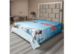 Abakuhaus Lenzuolo Natalizio, Bosco Di Pupazzi Di Neve Buon Natale Aereo, Morbido E Confortevole Lenzuolo Superiore Per Un Letto Decorativo 1 Pezzo 244 Cm X 205 Cm, Arancione Blu