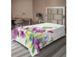 Abakuhaus Lenzuolo Con Fiori Acquerellati, Composizione Hybrid Garden Floret Con Erica E Fiori Astratto, Lenzuolo Morbido E Confortevole Per Un Letto Decorativo 1 Pezzo 190 Cm X 100 Cm, Verde Rosa