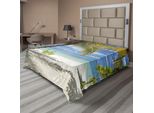 Abakuhaus Lenzuolo Con Palma, Spiaggia Tropicale Sabbiosa Con Palma, Tema Maldive, Costa, Tranquillità, Lenzuolo Morbido E Confortevole Per Un Letto Decorativo, 1 Pezzo, 275 Cm X 260 Cm, Cocco E Blu