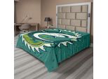 Abakuhaus Lenzuolo Hai, Grafica Di Shark Hunter In Colori Scuri E Cupi Sharp Teeth Pesci Vita Marina Stampa Nautica, Lenzuolo Superiore Morbido E Confortevole Per Un Letto Decorativo 1 Pezzo 266 Cm X 260 Cm, Verde
