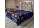 Abakuhaus Lenzuolo Natalizio, Paesaggio Invernale Con Casa E Albero Disegnati Di Notte Arte Concettuale A Tema Familiare, Lenzuolo Morbido E Confortevole Per Un Letto Decorativo 1 Pezzo 260 Cm X 228 Cm, Blu Viola