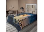 Abakuhaus Fantasy World Lenzuolo, Regina Morta Nel Castello Zombi Nel Cimitero Amore Scimmia Sposa Tema Halloween, Morbido E Confortevole Lenzuolo Superiore Per Un Letto Decorativo 1 Pezzo 190 Cm X 100 Cm, Blu Giallo