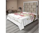 Abakuhaus Lenzuolo Natalizio, Decorazione Natalizia Uccellino Sciarpa Berretto Neve Fiocchi Di Neve Avvento Merry Christmas, Morbido E Confortevole Lenzuolo Superiore Per Un Letto Decorativo 1 Pezzo 275 Cm X 260 Cm, Verde Bianco