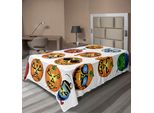 Abakuhaus Lenzuolo Di Halloween, Zucche Intagliate Con Facce Emoji Ispirate Ad Halloween, Umorismo Hipster, Mostri Artistici, Lenzuolo Morbido E Confortevole Per Un Letto Decorativo, 1 Pezzo, 190 Cm X 100 Cm, Arancione