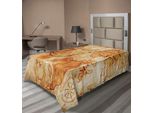 Abakuhaus Lenzuolo Con Mappa Dell'isola, Autentico Motivo Grunge Distressato Con Mappa Del Mondo, Rosa Dei Venti E Bussola, Immagine Di Mappa Del Tesoro, Lenzuolo Morbido E Confortevole Per Un Letto Decorativo, 1 Pezzo, 260 Cm X 168 Cm, Color Crema