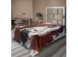 Abakuhaus Lenzuolo Spaziale, Simpatico Gattino Cosmonauta Sul Pianeta Terra Su Sfondo Colorato Dal Design Surreale, Lenzuolo Morbido E Confortevole Per Un Letto Decorativo 1 Pezzo 260 Cm X 168 Cm, Bianco Rosso