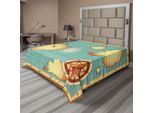 Abakuhaus Lenzuolo Con Mappa Dell'isola, Design Con Vecchie Mappe Del Tesoro Del Mondo Con Bussola, Avventura Di Navigazione, Terra Nascosta, Lenzuolo Morbido E Confortevole Per Un Letto Decorativo, 1 Pezzo, 244 Cm X 205 Cm, Crema E Blu.