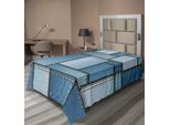 Abakuhaus Lenzuolo Singolo, Patchwork Di Forme Di Diverse Dimensioni In Tonalità Blu Con Stampa Verticale, Lenzuolo Morbido E Confortevole Per Un Letto Decorativo 1 Pezzo 260 Cm X 168 Cm, Blu