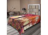Abakuhaus Lenzuolo Da Letto Wald, Foresta Magica Avvolta Nella Nebbia, Alberi Autunnali, Foto Romantica E Idilliaca, Lenzuolo Morbido E Confortevole Per Un Letto Decorativo, 1 Pezzo, 190 Cm X 100 Cm, Rosso-Marrone