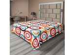 Abakuhaus Lenzuolo Psichedelico, Motivo Retrò Trance, Tema Night Club, Disegno Moderno, Stampa Musicale, Lenzuolo Morbido E Confortevole Per Un Letto Decorativo, 1 Pezzo, 244 Cm X 205 Cm, Nero, Bianco, Blu
