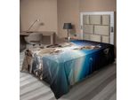 Abakuhaus Lenzuolo Spaziale, Equipaggio Di Cosmonauti Nell'universo, Atmosfera Astronomica, Immagine Ispirata Al Viaggio Astrale, Lenzuolo Morbido E Confortevole Per Un Letto Decorativo, 1 Pezzo, 260 Cm X 168 Cm, Beige E Blu.