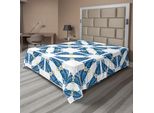 Abakuhaus Lenzuolo Blu E Bianco, Disegno Portoghese Azulejo Con Mosaico Di Quadrati E Forme Diagonali, Lenzuolo Morbido E Confortevole Per Un Letto Decorativo 1 Pezzo 244 Cm X 205 Cm, Blu Bianco