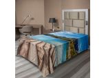 Abakuhaus Lenzuolo Da Letto, Cime Innevate, Pini, Tempo Soleggiato, Acqua Limpida, Foto, Morbido E Confortevole Lenzuolo Superiore Per Un Letto Decorativo, 1 Pezzo, 260 Cm X 168 Cm, Marrone E Blu.
