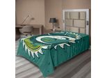 Abakuhaus Lenzuolo Hai, Grafica Di Shark Hunter In Colori Scuri E Cupi Sharp Teeth Pesce Vita Marina Stampa Nautica, Lenzuolo Superiore Morbido E Confortevole Per Un Letto Decorativo 1 Pezzo 260 Cm X 168 Cm, Verde