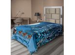 Abakuhaus Lenzuolo Natalizio, Babbo Natale Sulla Slitta In Una Notte Di Luna Piena Nel Cielo Innevato, Stampa A Tema Natalizio Invernale, Lenzuolo Morbido E Confortevole Per Un Letto Decorativo, 1 Pezzo 190 Cm X 100 Cm, Blu Navy