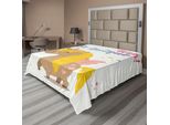 Abakuhaus Lenzuolo Unicorno, Divertente Cavallo Fantastico Femminile Con Un Corno Disegnato In Stile Caricaturale, Morbido E Confortevole Lenzuolo Superiore Per Un Letto Decorativo 1 Pezzo 260 Cm X 228 Cm, Multicolore