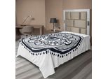 Abakuhaus Lenzuolo Occulto, Motivo Realistico Retrò Con Occhi In Stampa Rotonda In Stile Mandala Orientale Microcosmo, Lenzuolo Morbido E Confortevole Per Un Letto Decorativo 1 Pezzo 260 Cm X 168 Cm, Blu E Bianco