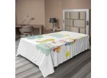 Abakuhaus Lenzuolo Unicorno, Sopra Le Nuvole Cattura Le Stelle Stampa Illustrazione In Stile Cartone Animato Per Bambini, Lenzuolo Morbido E Confortevole Per Un Letto Decorativo 1 Pezzo 190 Cm X 100 Cm, Verde Giallo