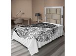 Abakuhaus Ying Yang Lenzuolo, Fiori E Petali Di Fiori Arte Yoga Tema Nella Cultura Orientale Fiori, Morbido E Confortevole Lenzuolo Superiore Per Un Letto Decorativo 1 Pezzo 260 Cm X 168 Cm, Bianco E Nero