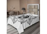 Abakuhaus Lenzuolo Ying Yang, Simbolo Boho Ying Yang In Un Fiore, Design Zen Hippie, Motivo Mandala Floreale, Lenzuolo Morbido E Confortevole Per Un Letto Decorativo, 1 Pezzo, 190 Cm X 100 Cm, Bianco E Nero