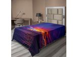 Abakuhaus Lenzuolo Ocean, Tramonto Da Sogno Sull'oceano Aurora Boreale Oltre L'atmosfera Del Pacifico Foto, Lenzuolo Morbido E Confortevole Per Un Letto Decorativo 1 Pezzo 190 Cm X 100 Cm, Viola Blu