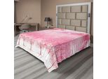 Abakuhaus Lenzuolo Rosa, Alberi Di Ciliegio Giapponesi In Fiore Con Effetti Piumati Sul Romantico Disegno Superiore, Lenzuolo Morbido E Confortevole Per Un Letto Decorativo 1 Pezzo 275 Cm X 260 Cm, Rosa Pallido Bianco