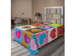 Abakuhaus Lenzuolo, Tema Patchwork, Simpatici Cuori Con Sfondi Diversi, Grafica Romantica, Morbido E Confortevole Lenzuolo Superiore Per Un Letto Decorativo, 1 Pezzo, 190 Cm X 100 Cm, Multicolore